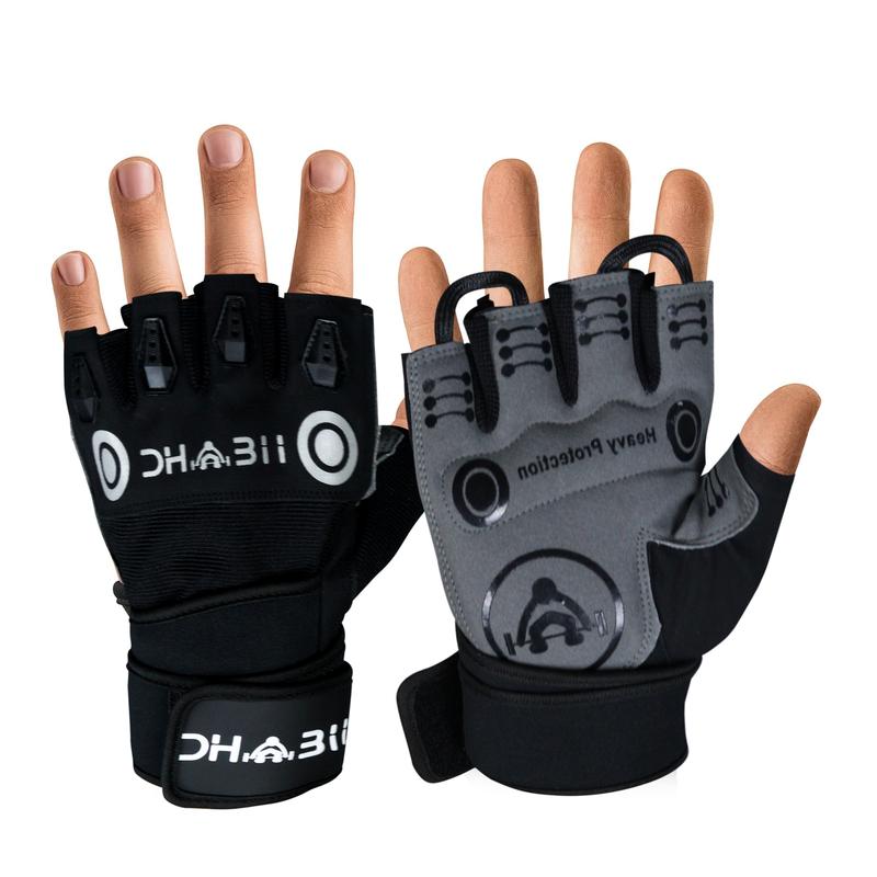 DHABII Weight Lifting Workout Gloves with Built-in Wrist Wraps, Great for Gym Fitness, Cross Training, Hand Support & Weightlifting. wrist straps