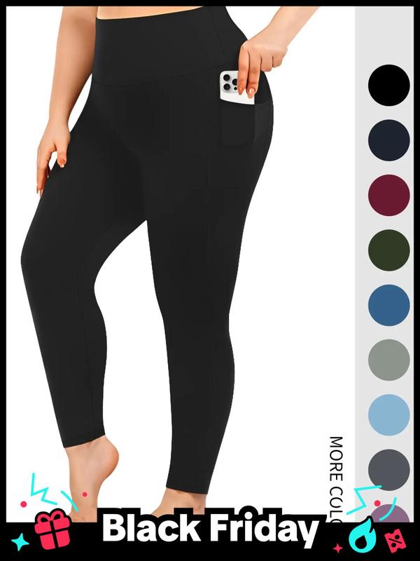 Solid Pocket High Waist Seamless Leggings, Comfy High Stretch Yoga Pants for Women, Summer Outfits, Women's Legging Outfits, Please Purchase One Size Smaller