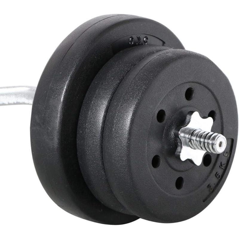 Barbell Weight Set - Olympic Curl Bar & 6 Olympic Weights & 2 Olympic Barbell Clamps for Lifts 66LB 55LB 44LB