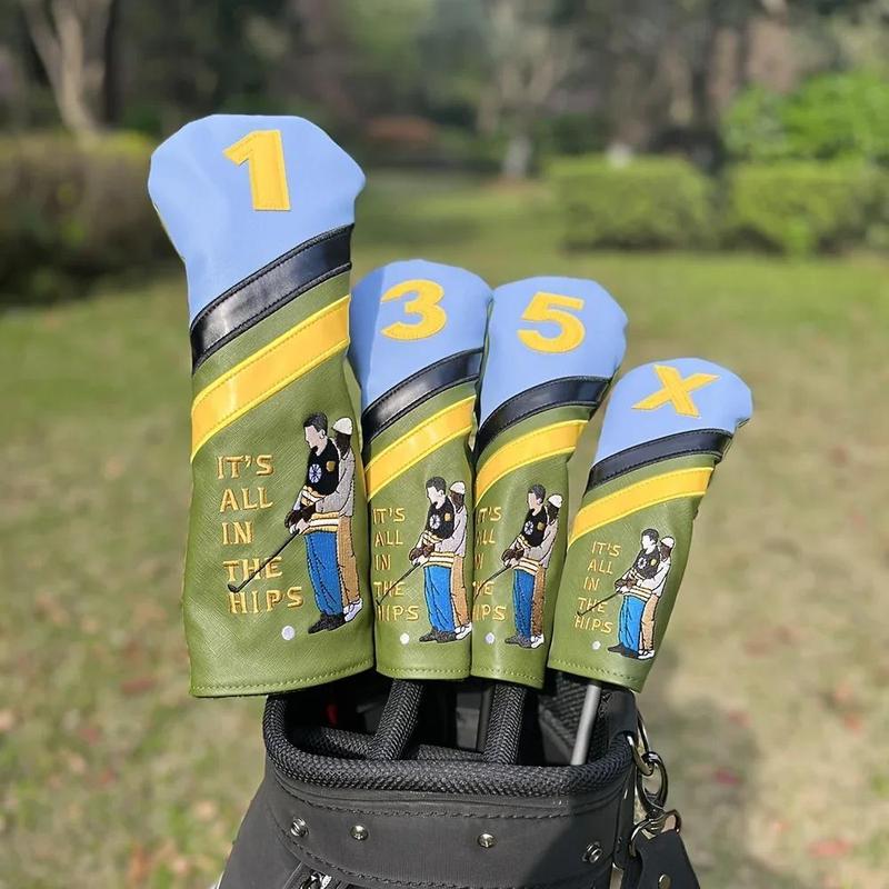 Cartoon Pattern Golf Club Head Cover, 1 Count 4 Counts Driver & Fairway Woods Protective Gear, Elastic Closure, Golf Accessories for Men & Women