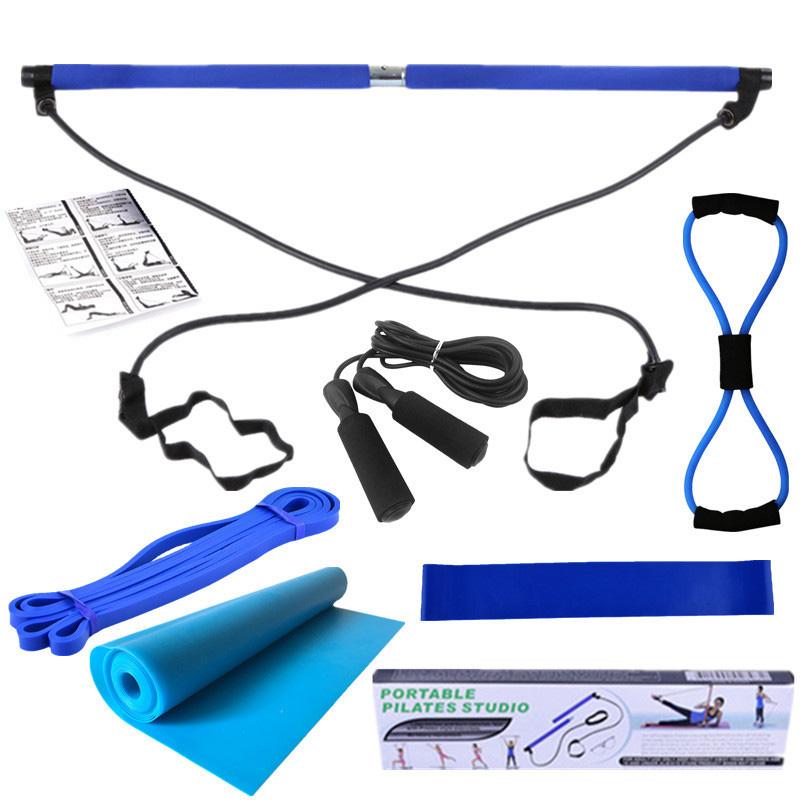 Yoga Fitness 6-Piece Set Pilates Stick Latex Resistance Band Jump Rope