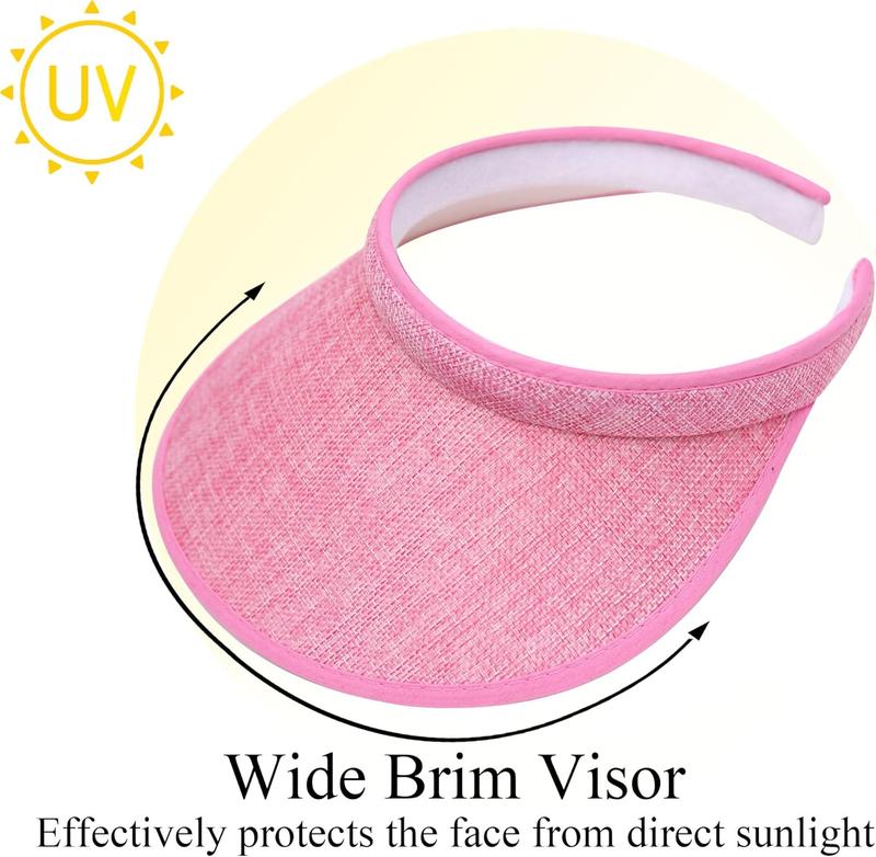 4 Pack Large Clip-On Sun Visors Hats Women Men Wide Brim Non-Slip Sports Golf Visors Hat Adjustable UV Protection Cap