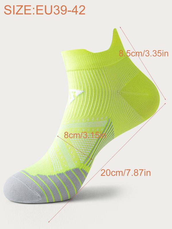 Men's Striped & Patchwork Print Athletic Ankle Socks, Breathable Comfortable Sports Socks for Running Jogging, Athletic Socks for Men