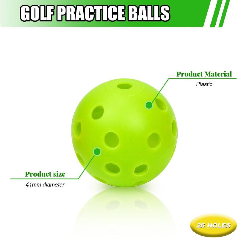 Plastic Golf Balls Practice Limited Flight Golf Training Ball Hollow Swing Practice Indoor Golf Balls with Mesh Drawstring Bag for Backyard Driving Range or Outdoor