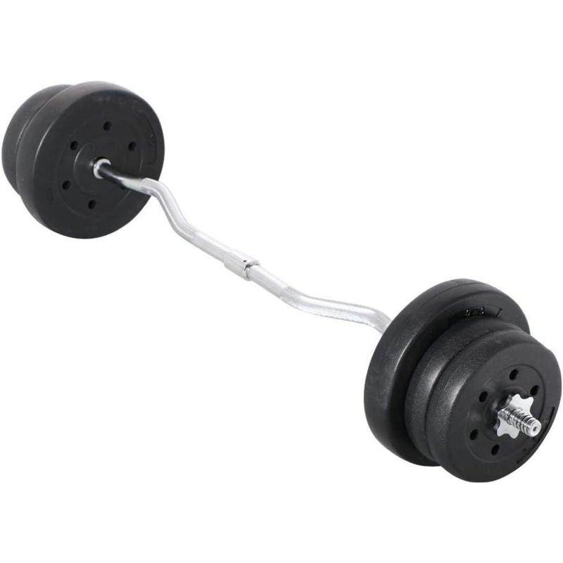 Barbell Weight Set - Olympic Curl Bar & 6 Olympic Weights & 2 Olympic Barbell Clamps for Lifts 66LB 55LB 44LB