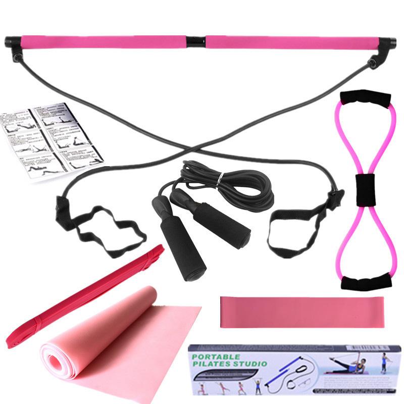 Yoga Fitness 6-Piece Set Pilates Stick Latex Resistance Band Jump Rope