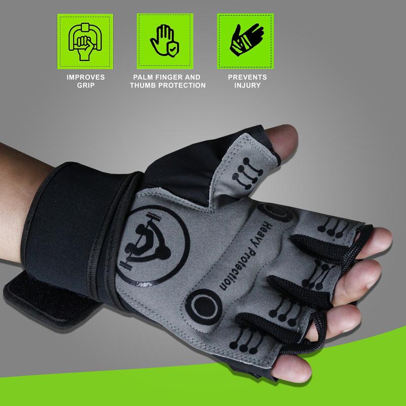 DHABII Weight Lifting Workout Gloves with Built-in Wrist Wraps, Great for Gym Fitness, Cross Training, Hand Support & Weightlifting. wrist straps