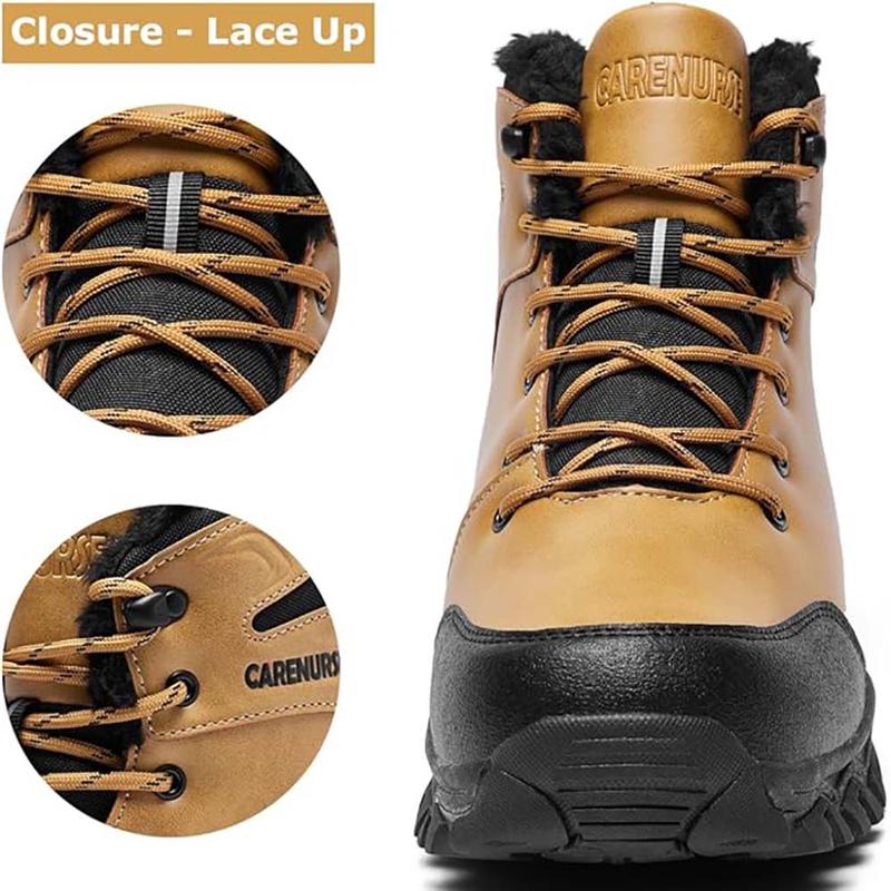 Mens Snow Boots Winter Warm Fur Lined Shoes Non-Slip Insulated Hiking Boot