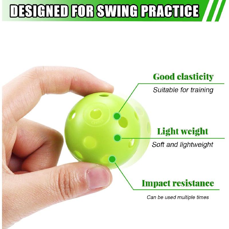 Plastic Golf Balls Practice Limited Flight Golf Training Ball Hollow Swing Practice Indoor Golf Balls with Mesh Drawstring Bag for Backyard Driving Range or Outdoor