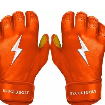 Bruce Bolt Adult Short Cuff Gold Palm Batting Gloves hot sale