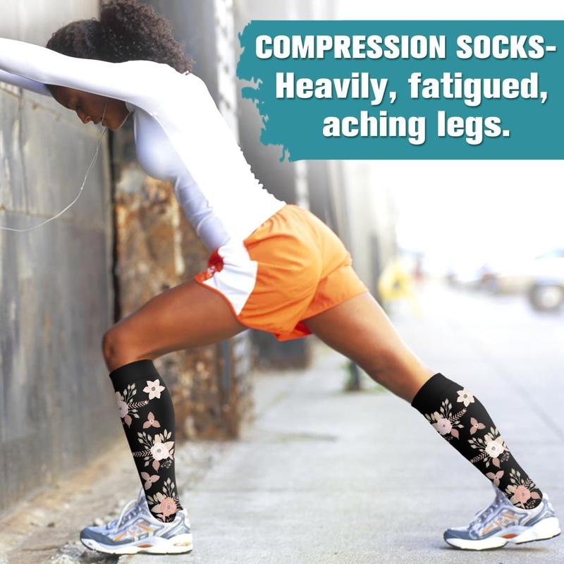 Compression Socks for Women & Men Circulation(6 pairs)-Graduated Supports Socks for Running, Athletic Sports