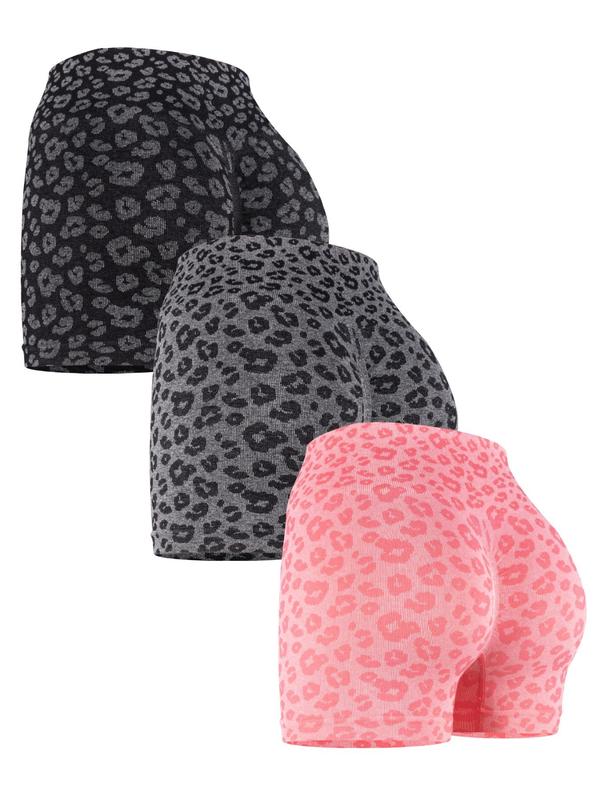 Women's Leopard Print High Waist Sports Short Leggings, Casual Comfy Breathable Seamless Biker Shorts For Yoga, Back To School Gym Shorts, Gym Shorts, Ladies Sports Shorts, Gym Clothing, Fall Clothes 2024, Fallfreshness