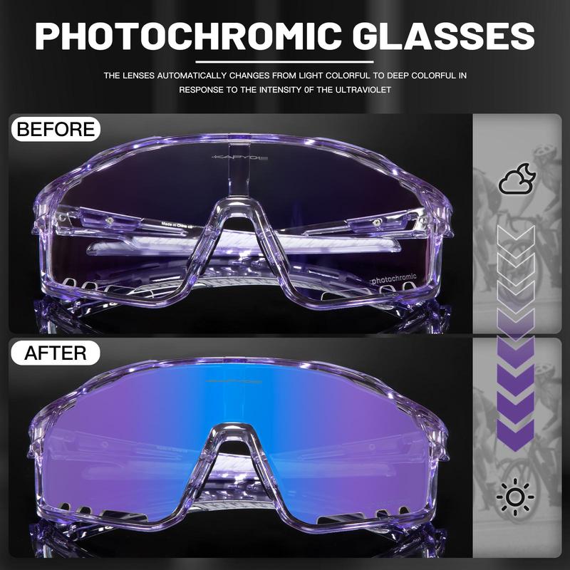 1 Pair Unisex Cycling Goggles, Photochromic Racing Glasses, Unisex Windproof Sports Sunglasses