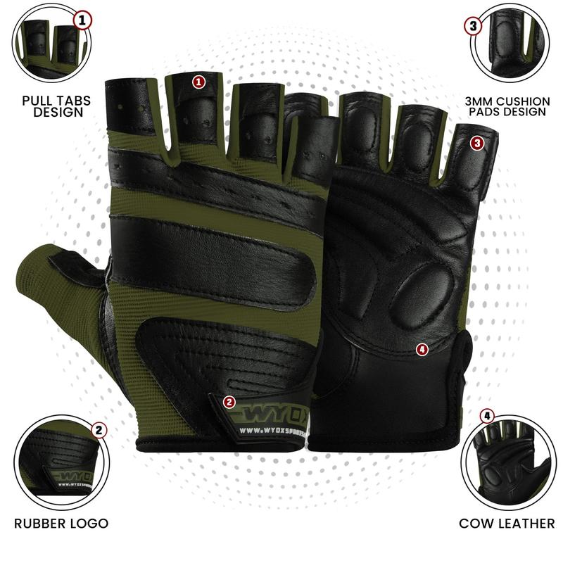 WYOX Weight Lifting Gym Gloves - Green, for Men and Women