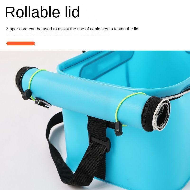 Foldable Fishing Bucket, Portable Large Capacity Fishing Box with Shoulder Strap, Outdoor Fishing Tool, Fishing Accessories