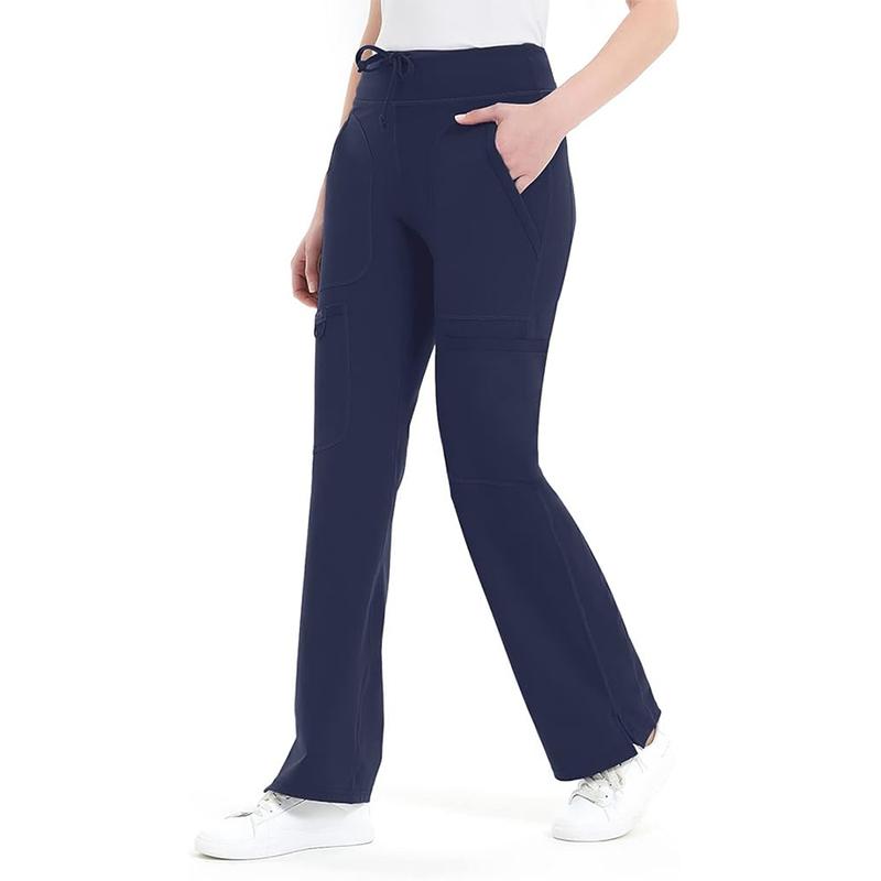 Idtswch Yoga Scrub Pants Women Mid Rise Yoga Work Pants- Five Pocket Cargo Scrub Pant