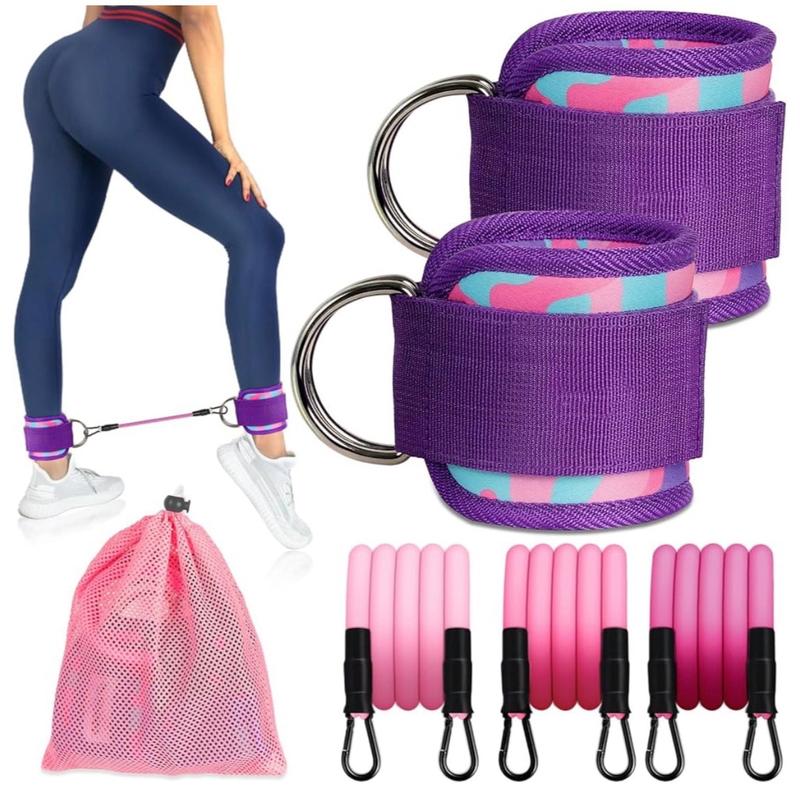 Ankle Resistance Bands with Cuffs, Ankle Bands for Working Out, Ankle Band Cuff for Kickbacks Hip, Leg Glute Exercise Equipment with Training Poster, Resistance Band with Ankle Cuffs for Women