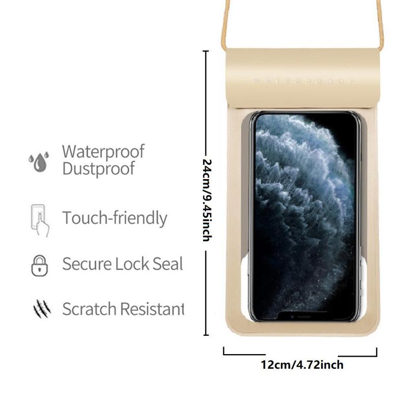 Waterproof Phone Case, Touch Screen TPU Outdoor Swimming Diving Mobile Phone Underwater Dry Bag, Universal Waterproof Case