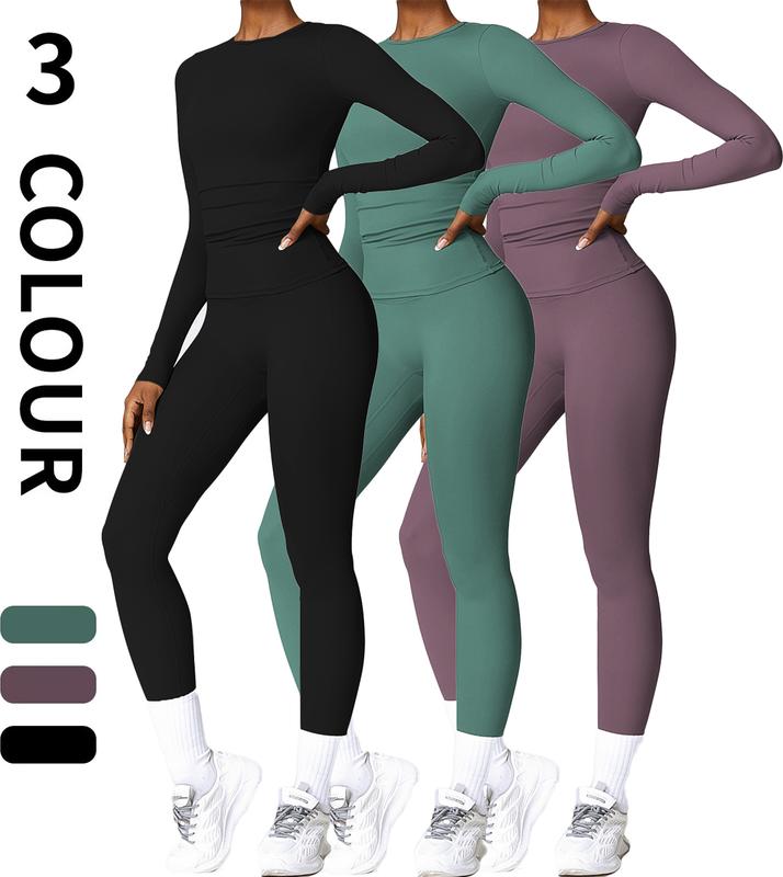 Women's Breathable Nylon Short Sleeve Crop Top and Skinny Leggings Tracksuit Set for Yoga Gymwear Workout in All Seasons