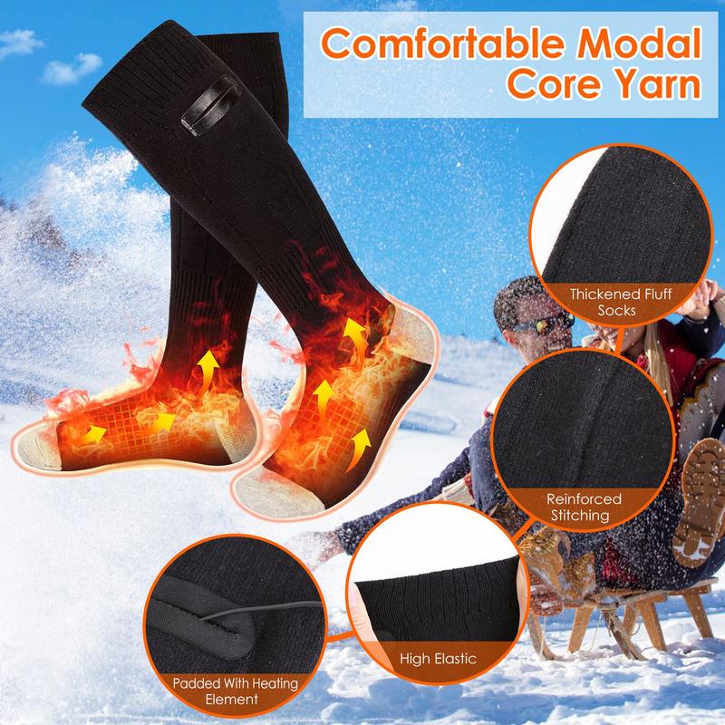 Electric Heated Socks for Men Women Battery Powered Heated Socks Rechargeable Feet Warmer with 4 Temperature Levels Indoor Outdoor Machine Washable