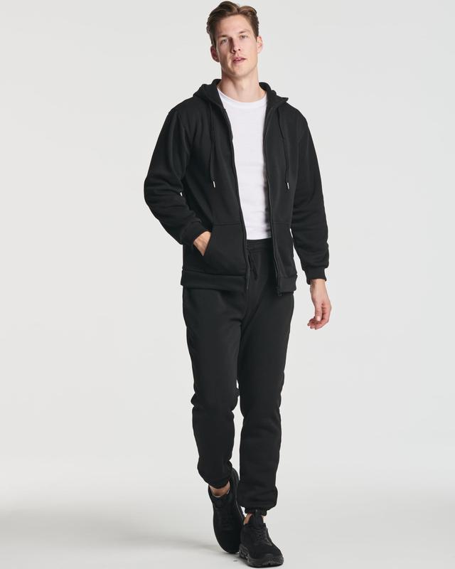 Real Essentials 3 Pack: Men's Fleece Elastic Bottom Jogger Sweatpants with Pockets (Available in Big & Tall)