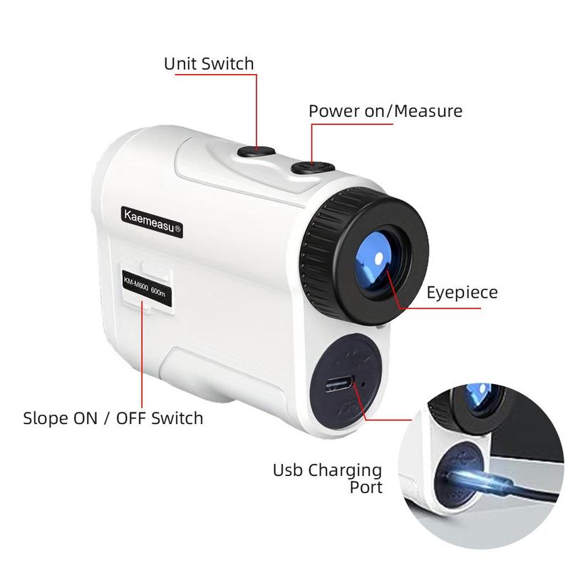 Golf Rangefinder with Slope and Pin Lock Vibration, Rechargeable Laser Golf Rangefinder External Slope Switch for Golf Tournament Legal, Rangefinders with Rechargeable Battery, Laser Range Finder