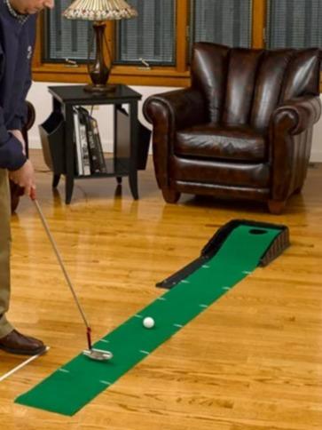 Golf Home This Gravity-Powered Putting Green with 7 Feet of Realistic Green Turf and Raised Regulation-Size Hole - Perfect for Golf Lovers