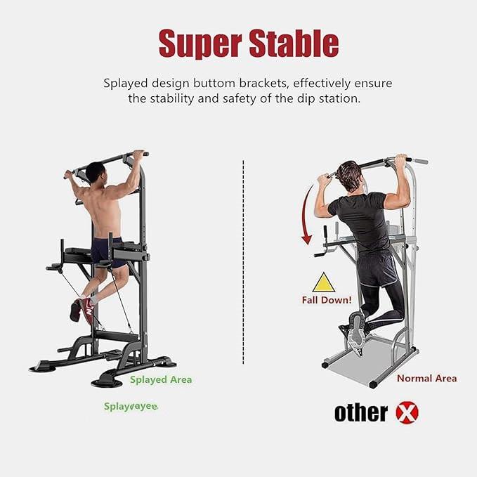 Pull Up Bar for Home Gym, Multi Functional Pull Up Bar Stand Dip Bar Station, Adjustable Height Workout Dip Station Strength Training Fitness Equipment