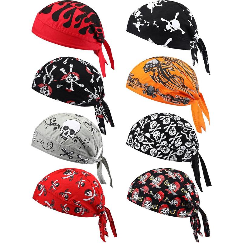 8 Pack Do Rag Skull Caps for Men Sweat Wicking Doo Rags Cooling Helmet Liner Cycling Motorcycle Bandana