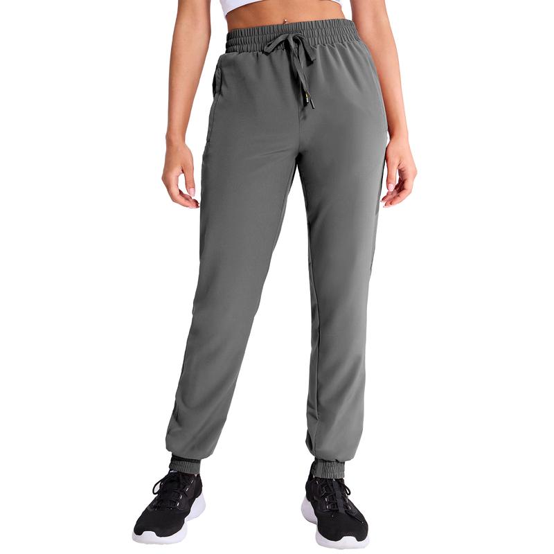 MIER Women's Lightweight Jogger Pants with Zipper Pockets Running Athletic Hiking Travel Drawstring Pants, Quick Dry Outdoors Exercise Christmas Gifts