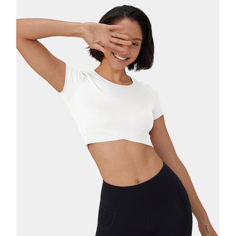 Halara Softlyzero️ Airy Crossover Hem Cropped Sports Top