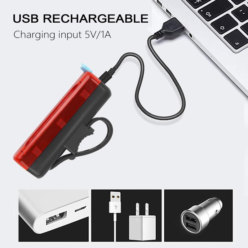 USB Rechargeable Bike Tail Light 2 count,1200mAh Runtime 50 Hours,Ultra Bright LED Bike Rear Light,5 Light Mode Options,IPX5 Waterproof(2 USB Cables Included)