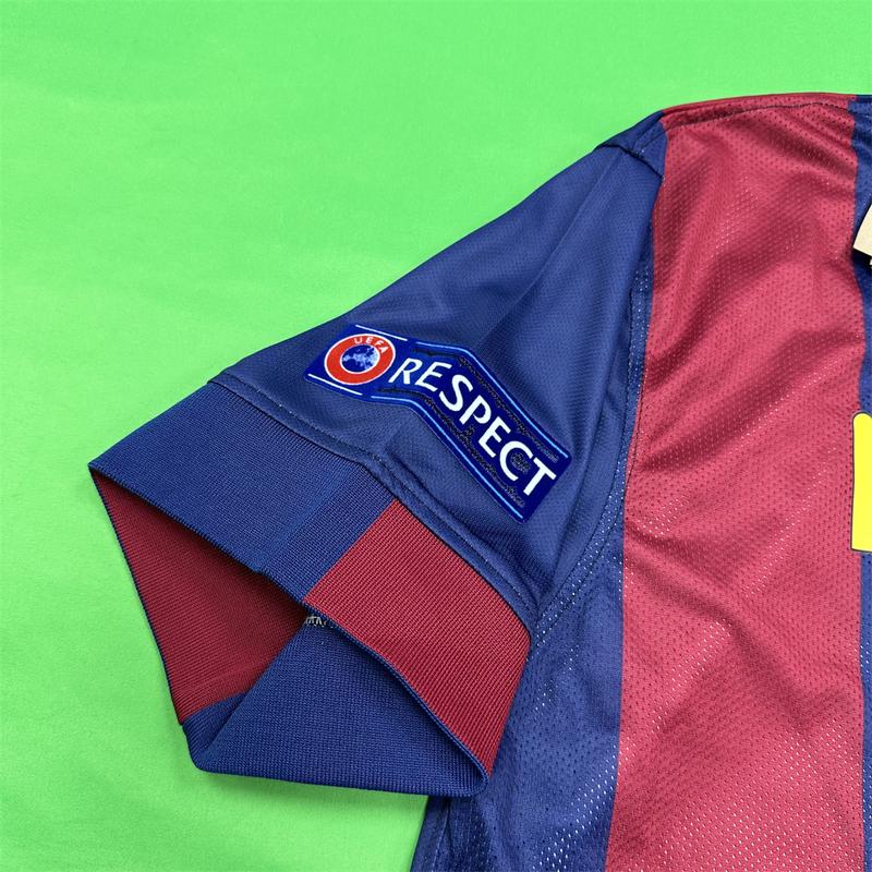 Nike 1415 Season Barcelona Home Champions League Final Short Sleeve Top Neymar Jr. No.11 Retro Soccer Jerseys Quick Drying