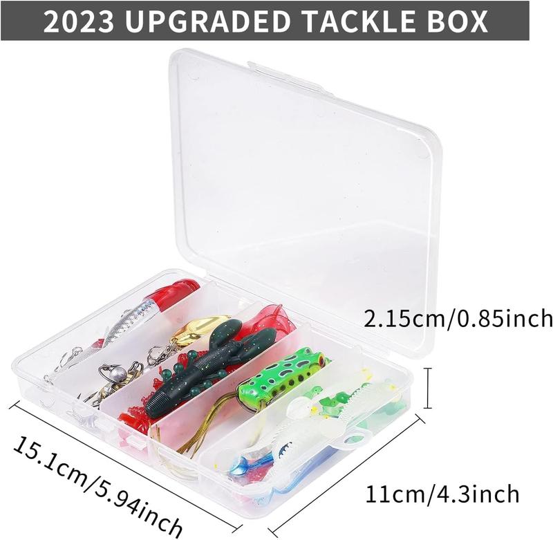 Fishing Lures Kit Set with Spoon Lures, Soft Plastic Worms, Frog Lures, and Spinnerbait for Bass