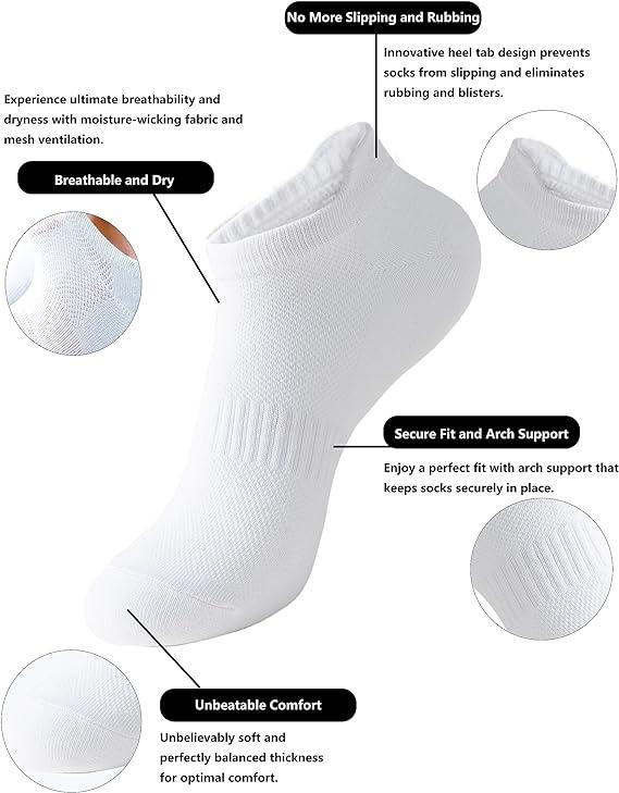 Ankle Socks 6 Pair for Women Minimalistic Athletic Grip Socks for Everyday Comfortable Wear, Workout, Yoga, Sports, Running, Pilates Low Cut Socks