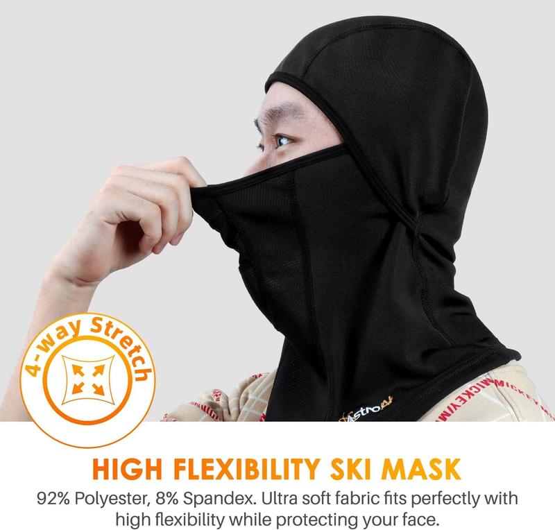 Ski Mask Windproof Balaclava for Cold Weather, Winter Face Mask Breathable Stretchable for Skiing, Snowboarding, Black