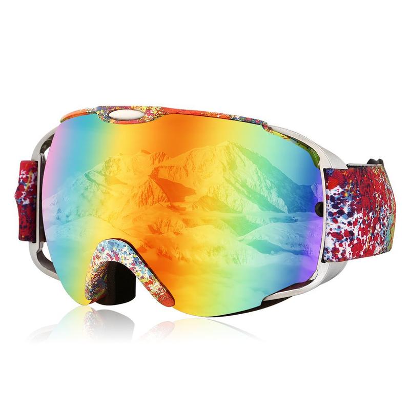 Ski Snowboard Snowmobile Goggles with Magnet Fast Lens Changing UV400 Protection Anti-fog Spherical Frameless Goggles