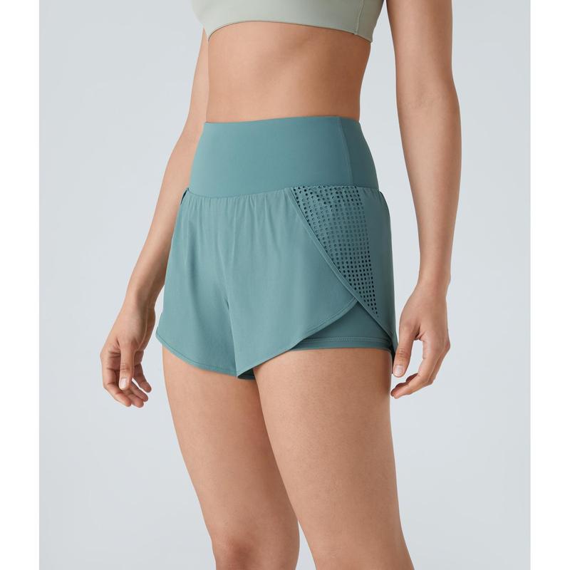 Halara Breezeful™ High Waisted Mesh 2-in-1 Side Pocket Quick Dry Yoga Shorts