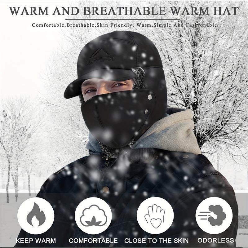 Essential warm hat for winter, thickened faux fur outdoor sports hat with detachable face mask, skiing, skating, mountaineering and cycling outdoor sports accessories, Christmas gift, sports outdoor hat