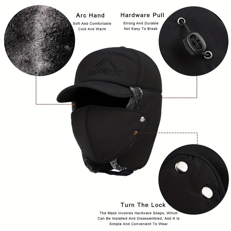 Essential warm hat for winter, thickened faux fur outdoor sports hat with detachable face mask, skiing, skating, mountaineering and cycling outdoor sports accessories, Christmas gift, sports outdoor hat