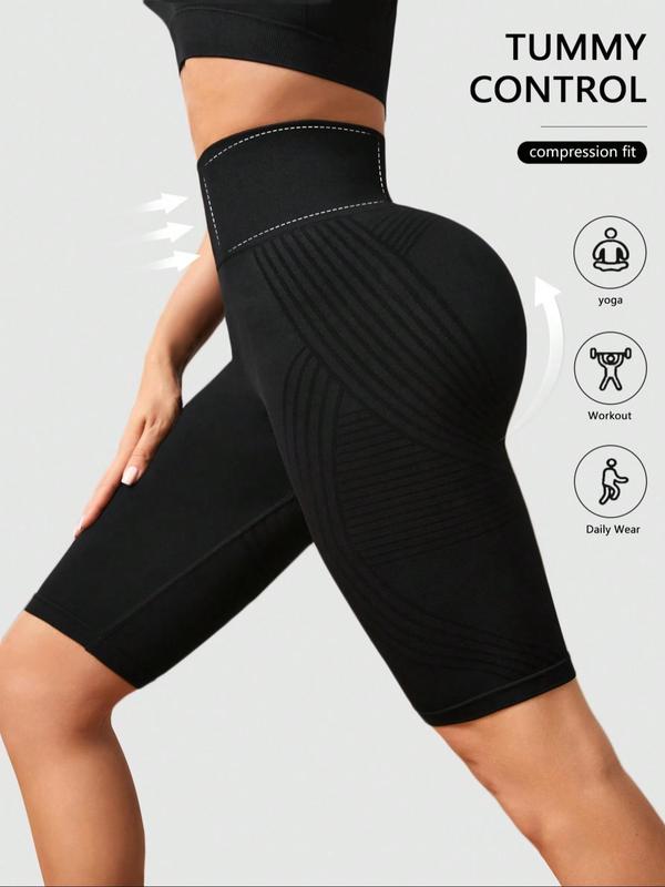 Women's Solid High Waist Sports Shorts, Sporty High Stretch Yoga Leggings, Gym Clothes, Ladies Sportswear for Indoor Outdoor Wear, Gym Shorts, Women Sport & Outdoor Clothing