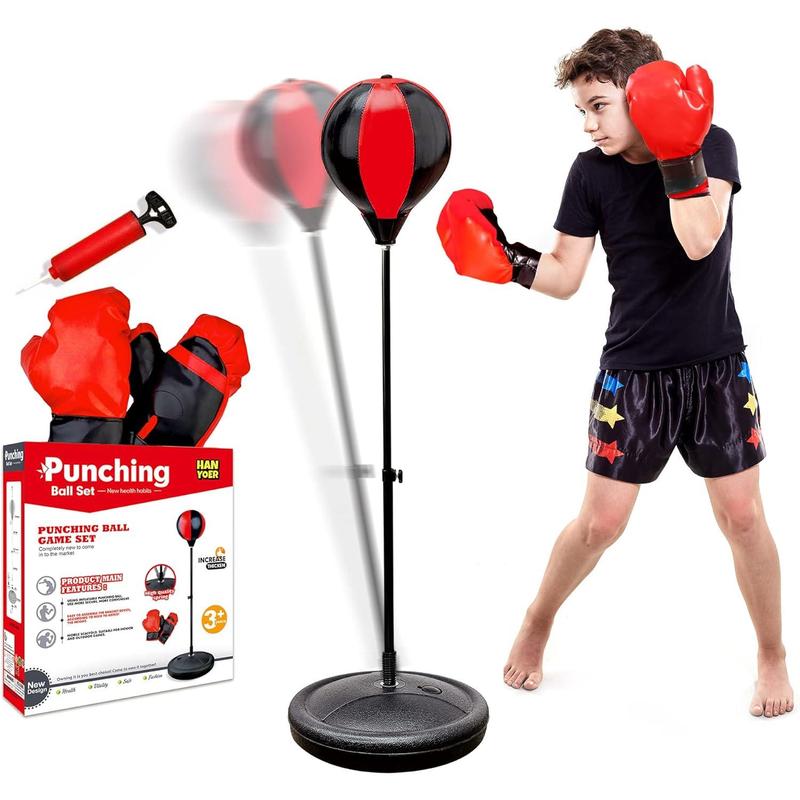 Punching Bag for Kids, Kids Boxing Bag with Stand, 3 4 5 6 7 8 9 10 Years Old Adjustable Kids Punching Bag, Boxing Equipment with Boxing Gloves, Boxing Set as Boys & Girls Toys Gifts