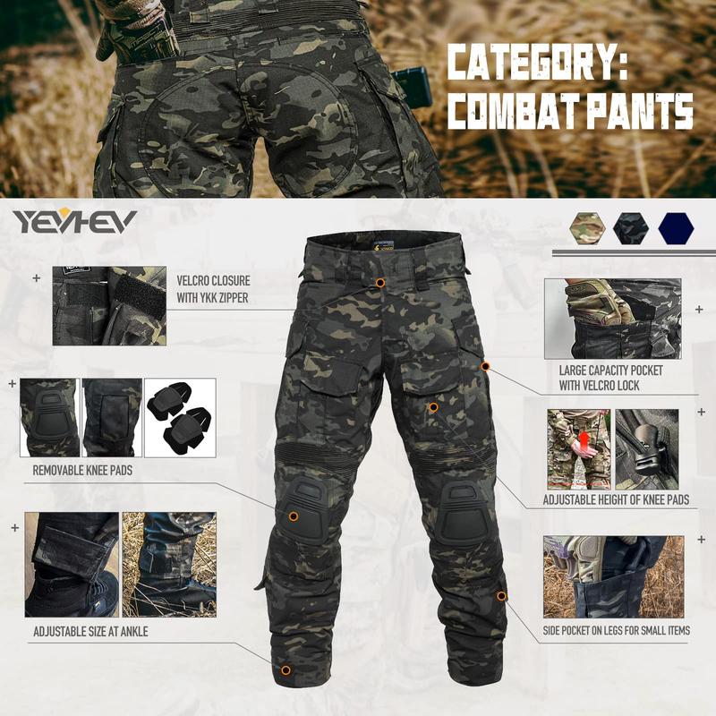 YEVHEV G3 Combat Suit Tactical Camouflage Clothing Hunting Uniform with Knee Pads for Men