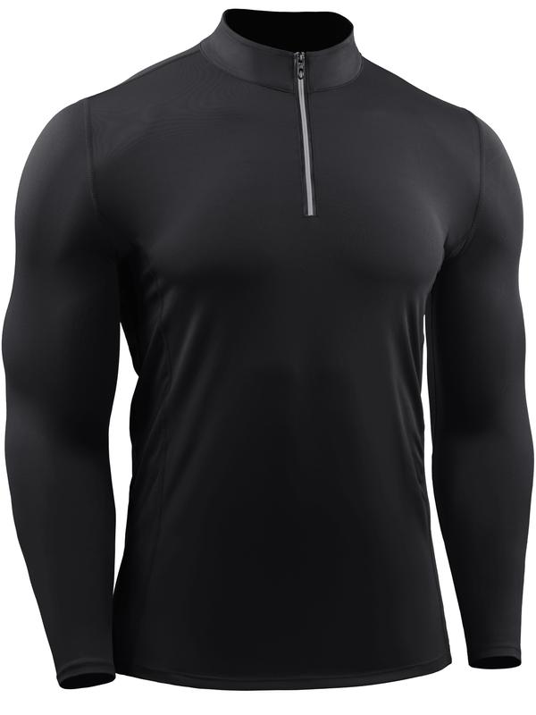 NELEUS Men's 3 Pack Workout Compression Shirts, 1 4 Zip Pullover Shirts gym wear cycling