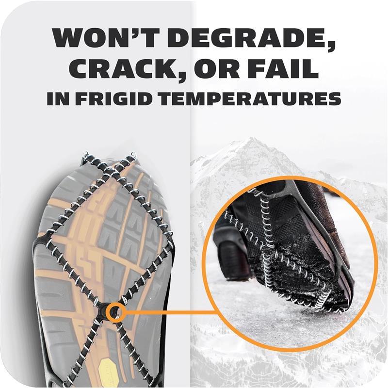 Walk Traction Cleats - 360-Degree Grip on Snow, Ice, & Multi-terrain Surfaces - Elastic Outer Band, Abrasion & Rust Resistant - Unisex