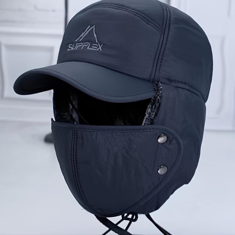 Winter Thermal Hat with Ear Flaps & Detachable Face Mask - Windproof, Perfect for Skiing, Skating & Mountain Biking