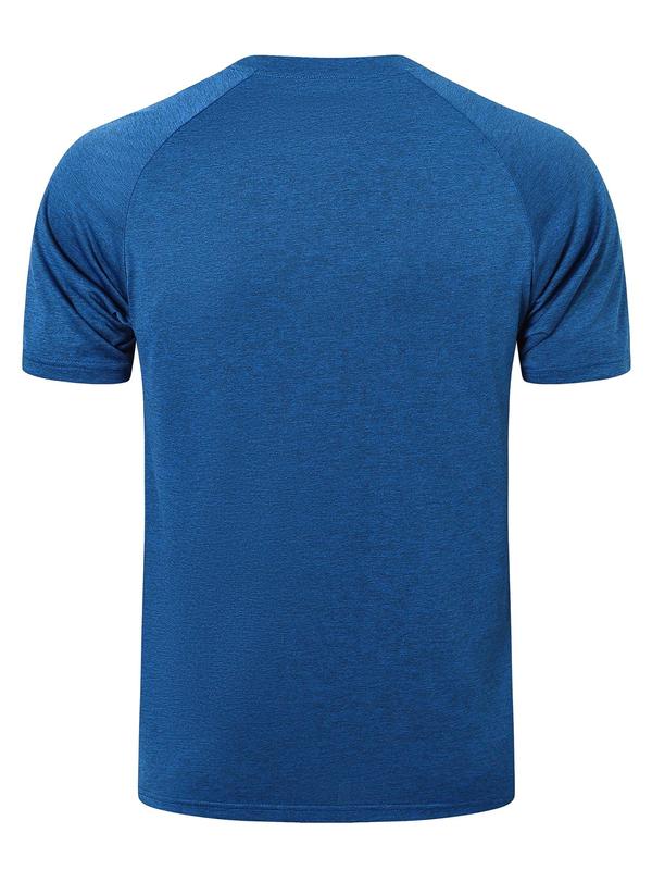 Men's Solid Long Sleeve Tee, Quick Drying Breathable Round Neck Sports T-shirt for Gym Workout Running, Workout Tops, Gym Clothes, Casual Sporty Top for All Seasons