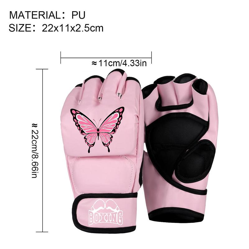 Butterfly Pattern Half Finger Boxing Gloves, 1 Pair Professional Training Punching Gloves, Sandbag Protective Gloves for Men & Women