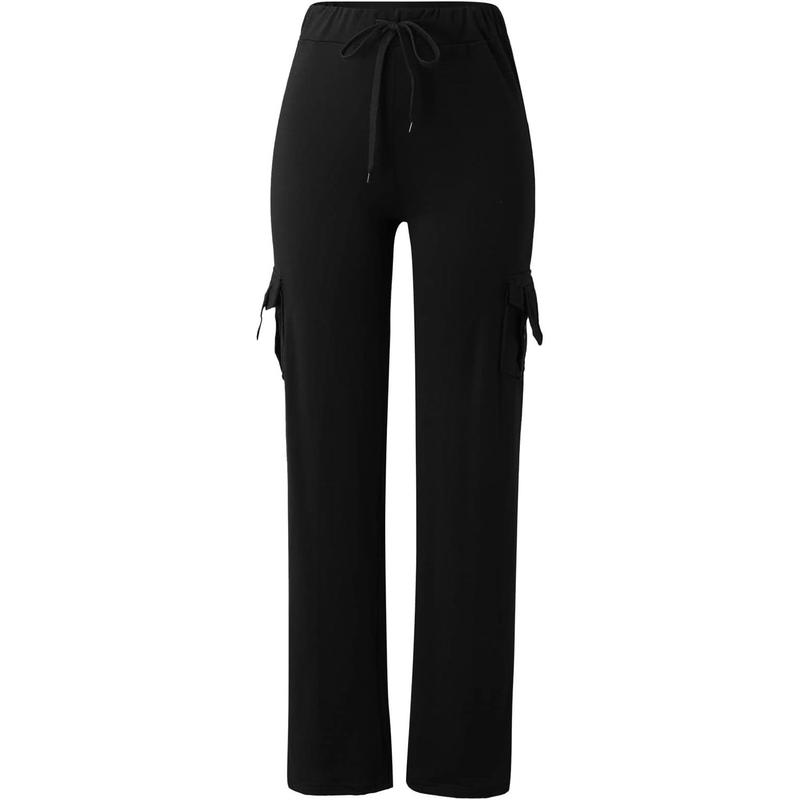 Womens Cargo Yoga Pants  Elastic High Waist Wide Leg Pants