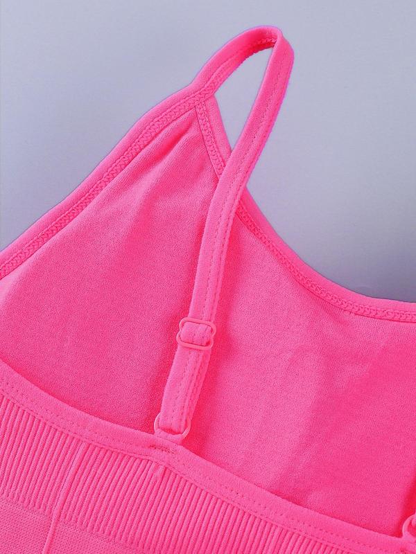 Women's Solid Adjustable Strap Push Up Sports Bra, Breathable Comfortable Sports Lingerie Top for Yoga Gym Workout Running, Ladies Sportswear for All Seasons